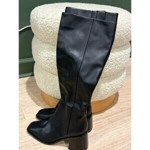 Sam Edelman Wade Stacked Heel Square Toe Retro Knee High Fashion Boots Size 6